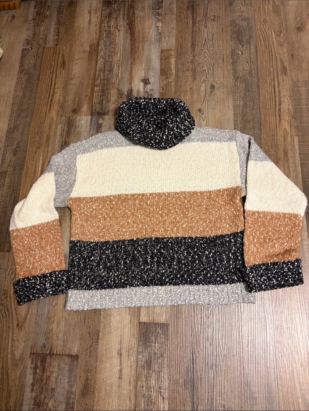 G.I.L.I. Multicolored Boucle Striped Cowl Neck Sweater Size XXS